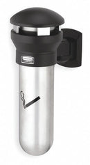 Rubbermaid 1/4 gal Cigarette Receptacle, 18 in Height, 12 3/4 in Base Dia., Metal, Silver - FG9W3200SSBLA