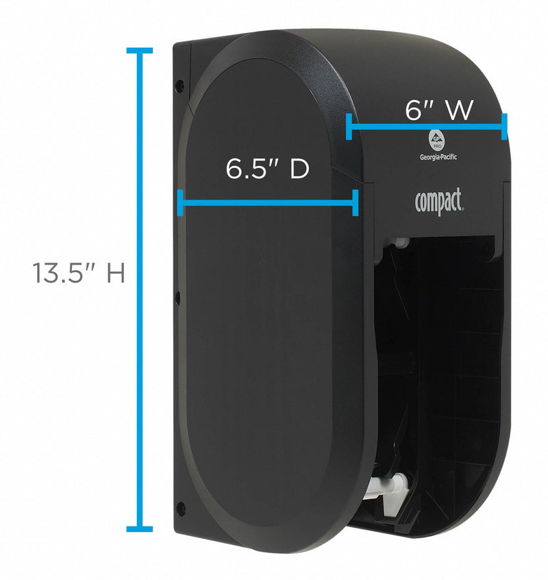 Georgia-Pacific Toilet Paper Dispenser, Compact(R), Black, Coreless, (2) Rolls Dispenser Capacity, Plastic - 56790A