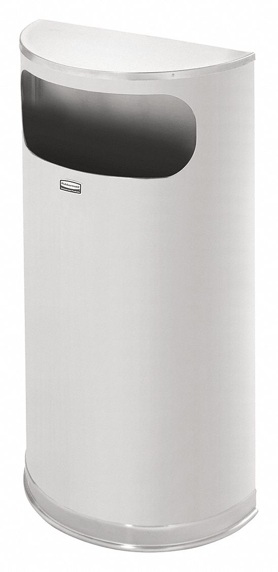 Rubbermaid 9 gal Half-Round Fire-Resistant Wastebasket, Metal, Silver - FGSO8SSSPL