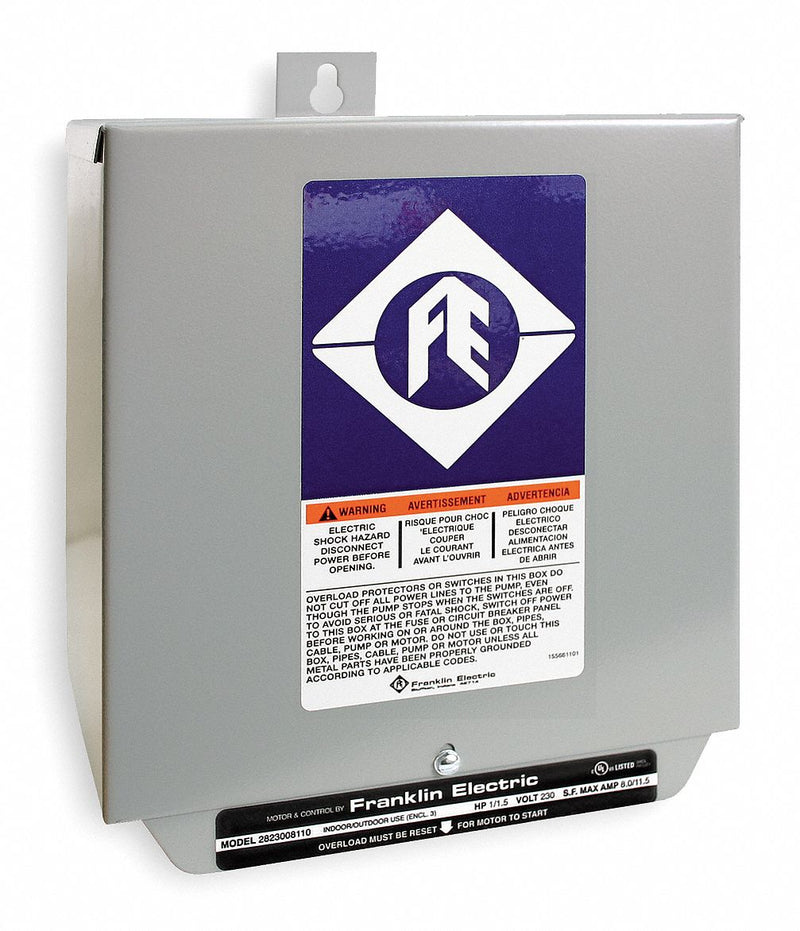 Franklin Pump Control Panel, 230V AC, Compatible Pump Type Sewage, Sump, Well, No Switch Included - 2823028110
