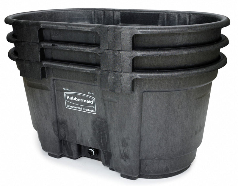 Rubbermaid Stock Tank, Black, 25 inH x 53 inL x 31 inW, 1EA - FG424288BLA
