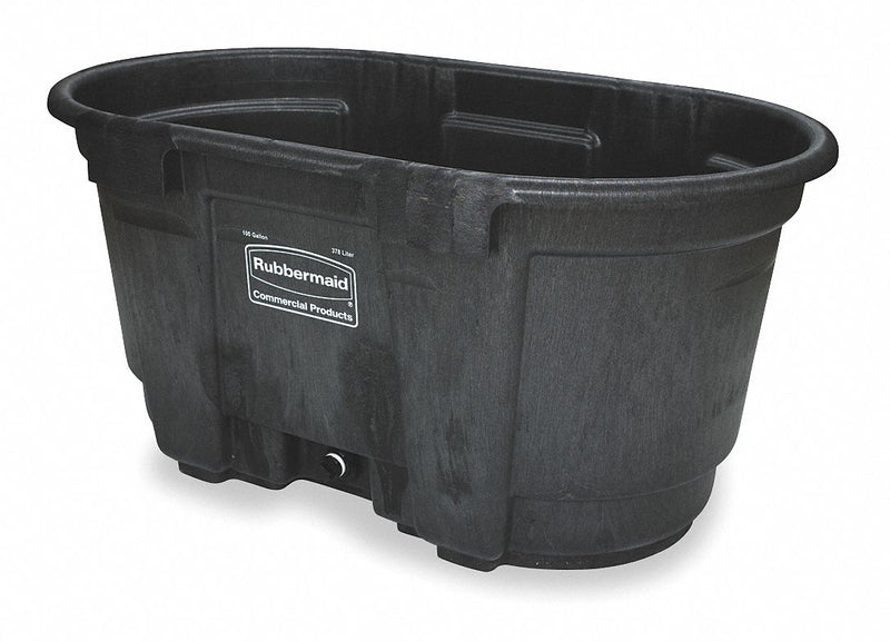 Rubbermaid Stock Tank, Black, 25 inH x 53 inL x 31 inW, 1EA - FG424288BLA