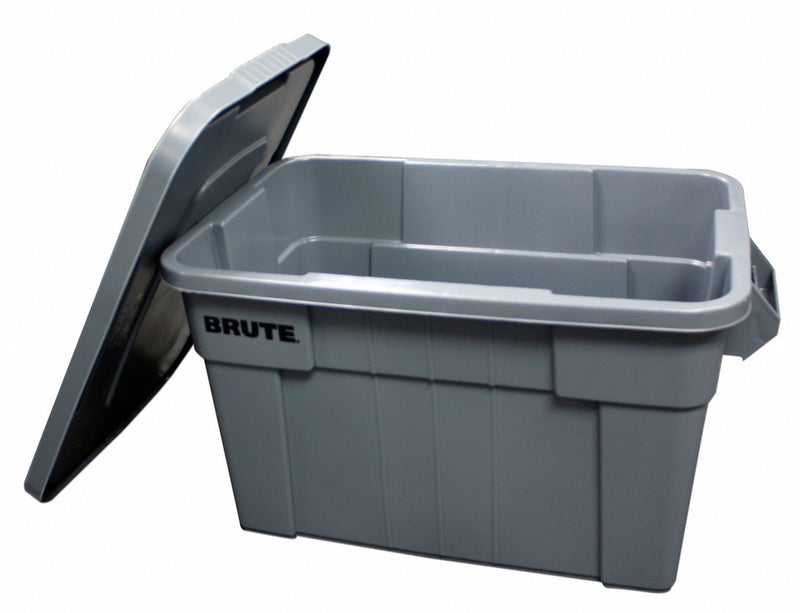 Rubbermaid Storage Tote, Color Gray, Outside Height 15 1/8 in, Outside Length 27 7/8 in - FG9S3100GRAY