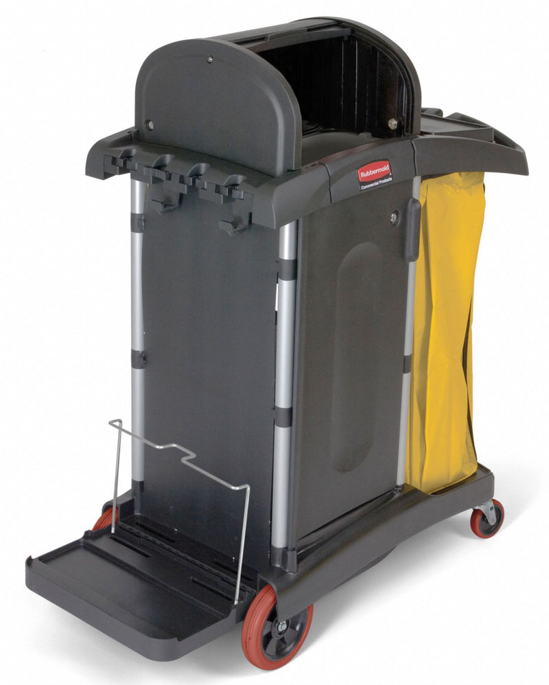 Rubbermaid Black, Microfiber Janitor Cart, Overall Length 48 1/4 in, Overall Width 22 in - FG9T7500BLA