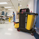 Rubbermaid Black, Microfiber Janitor Cart, Overall Length 48 1/4 in, Overall Width 22 in - FG9T7500BLA