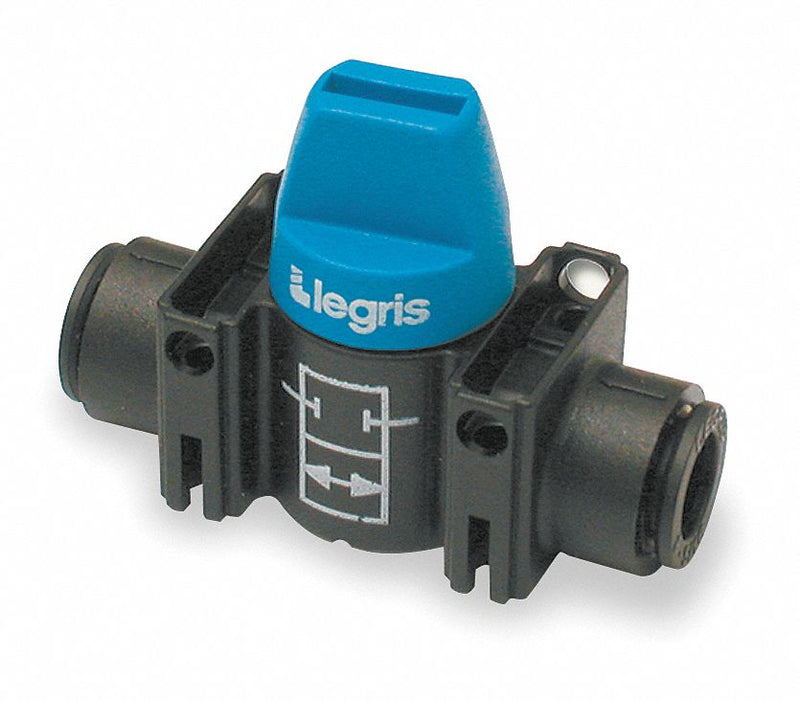 Legris Ball Valve, Glass-Filled Nylon, Inline, 1-Piece, Tube Size 3/8 in, Connection Type Push x Push - 7910 60 00