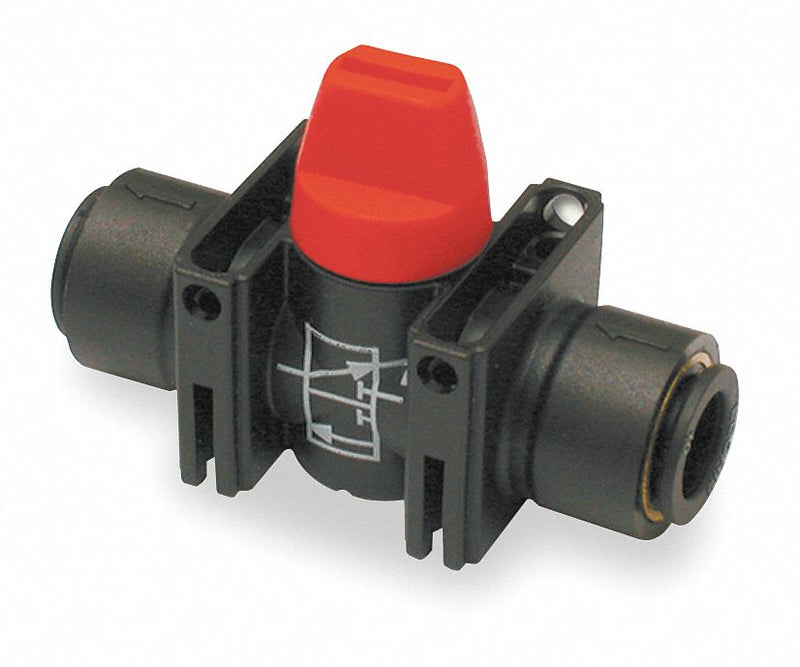 Legris Mini Ball Valve, Glass-Filled Nylon, Inline, 1-Piece, Tube Size 1/4 in - 7913 56 00