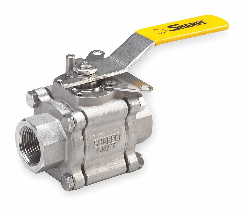 Sharpe Ball Valve, Alloy 20 Stainless Steel, Inline, 3-Piece, Pipe Size 1 in - SV9922MTTE*010