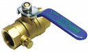 Top Brand Ball Valve with Drain, Brass, Inline, 2-Piece, Pipe Size 3/4 in, Connection Type FNPT x FNPT - 1PYP1