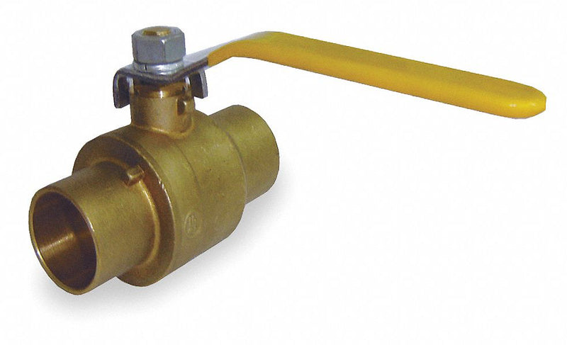 Top Brand Ball Valve, Brass, Inline, 2-Piece, Pipe Size 1 1/4 in, Connection Type Sweat x Sweat - 1PYP6