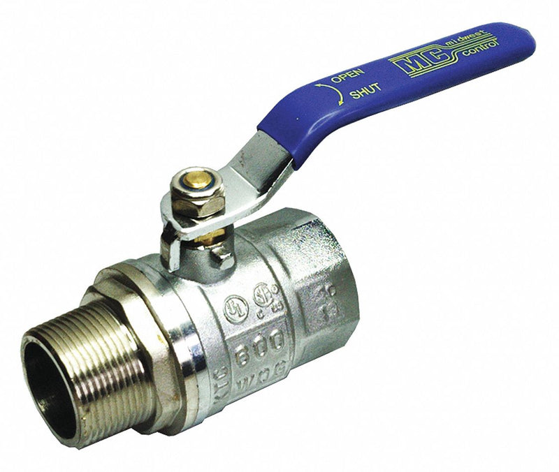 Top Brand Ball Valve, Nickel-Plated Brass, Inline, 2-Piece, Pipe Size 1 1/2 in - G-KTCM-150NP