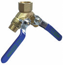 Top Brand Ball Valve, Brass, 3-Way, 2-Piece, Pipe Size 1 in x 3/4 in, Connection Type FNPT x MNPT x MNPT - MTW-7510