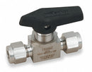 Parker Mini Ball Valve, 316 Stainless Steel, Inline, 1-Piece, Pipe Size 1/8 in, Tube Size 1/8 in - 2A-MB2LPFA-SSP