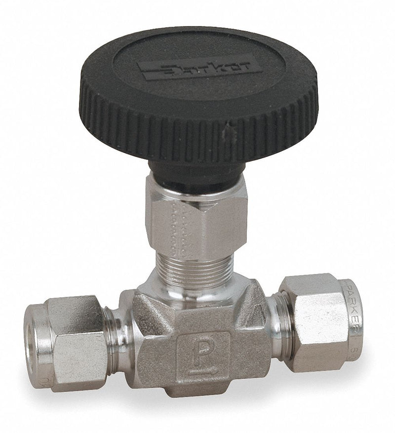 Parker Needle Valve, Straight, 316 SS, 3/8 In. - 6A-V6LN-SS