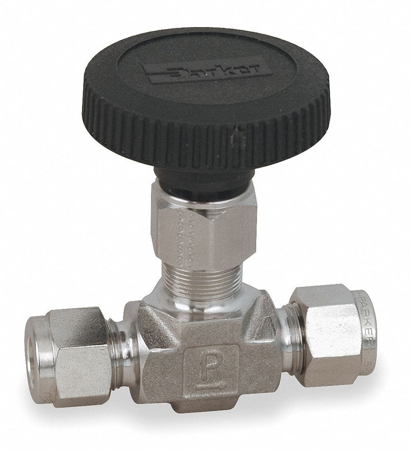 Parker Needle Valve, Straight, 316 SS, 1/4 In. - 4A-V4LN-SS