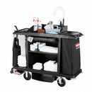 Rubbermaid Black, Housekeeping Cart, Overall Length 60 in, Overall Width 22 in, Overall Height 50 in - FG618900BLA