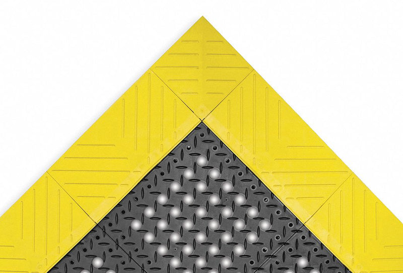 Notrax Drainage Mat, 3 ft L, 3 ft W, 1 in Thick, Square, Black with Yellow Border - 620S3636BY