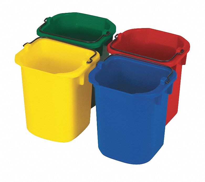 Rubbermaid 1-1/4 gal. Blue/Green/Red/Yellow Polypropylene Disinfectant Pail Set, 4 PK - FG9T83010000