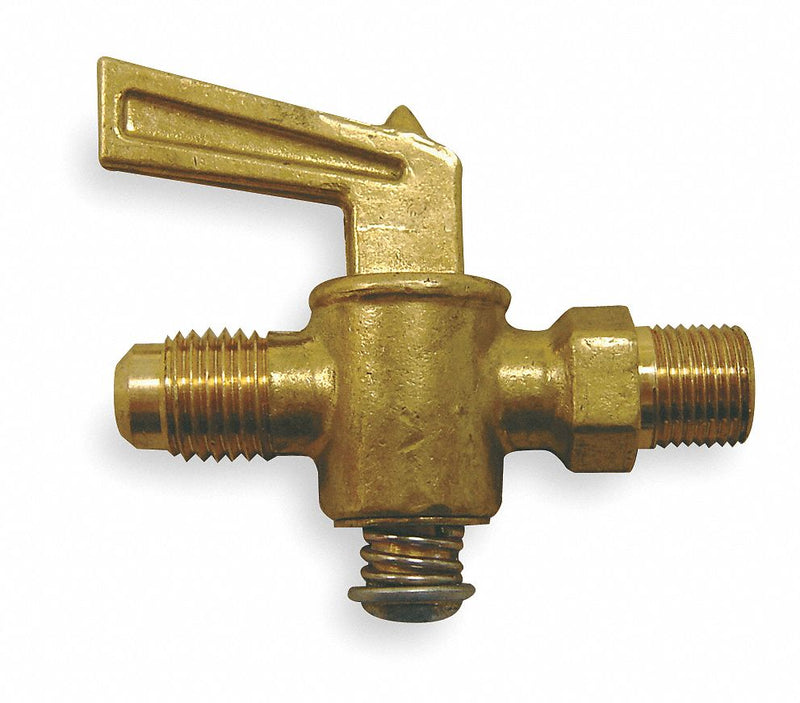 Top Brand 2 inL x 1 7/8 inH Brass Flare Ground Plug Valve, 1/4 in Tube Size - 537