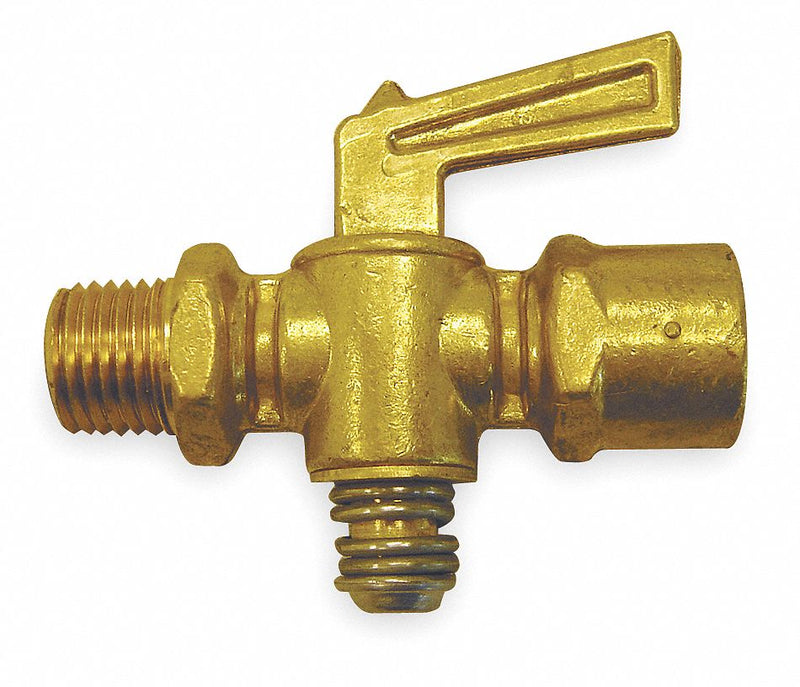 Top Brand 2 inL x 1 7/8 inH Brass MNPT x FNPT Ground Plug Valve, 1/8 in Pipe Size - 6824