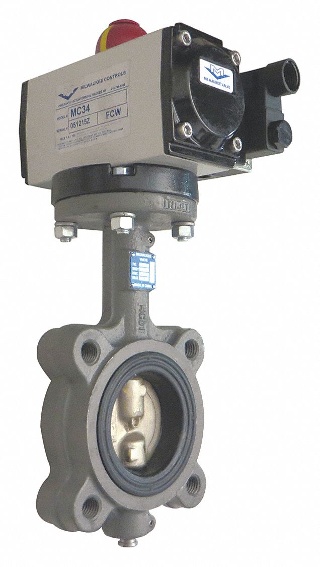 Milwaukee Valve 2 1/2 in Ductile Iron Double Acting Pneumatically Actuated Butterfly Valve With EPDM Seat Material - GLD33E D212