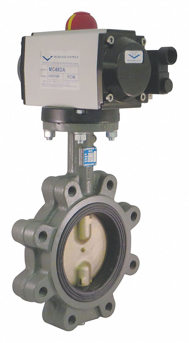 Milwaukee Valve 6 in Cast Iron Double Acting Pneumatically Actuated Butterfly Valve With EPDM Seat Material - GLA23E D 6