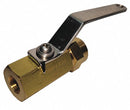 Top Brand Ball Valve, Brass, Inline, 2-Piece, Pipe Size 1/4 in, Connection Type FNPT x FNPT - 1WML6