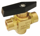 Top Brand Ball Valve, Brass, Inline, 2-Piece, Pipe Size 1/4 in, Connection Type FNPT x FNPT x FNPT - G-PMFT-25
