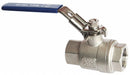 Top Brand Ball Valve, 316 Stainless Steel, Inline, 2-Piece, Pipe Size 3 in, Connection Type FNPT x FNPT - 1WMY9