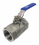 Top Brand Ball Valve, 316 Stainless Steel, Inline, 2-Piece, Pipe Size 3/8 in, Connection Type FNPT x FNPT - 1WMZ2