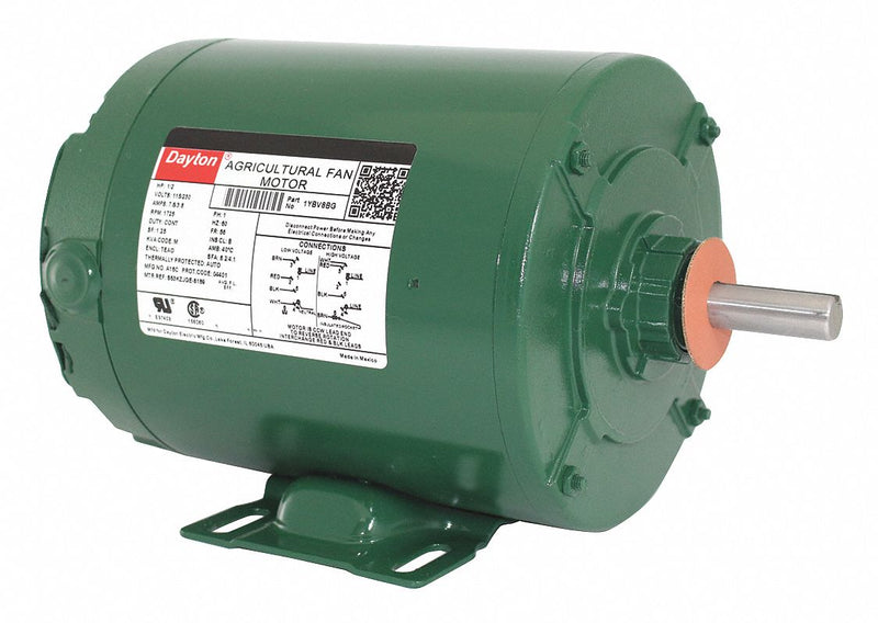 Dayton 1/2 HP Agricultural Fan Motor,Split-Phase,1725 Nameplate RPM,115/230 Voltage,Frame 56 - 1YBV8BG