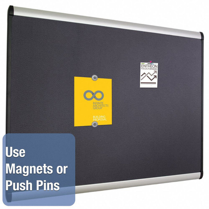 Quartet Magnetic Letter, Push-Pin Bulletin Board, Magnetic Fabric, 48"H x 72"W, Gray - MB547A