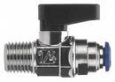 Alpha Fittings Mini Ball Valve, Nickel-Plated Brass, Inline, 1-Piece, Pipe Size 1/4 in, Tube Size 1/4 in - 86330-04-04