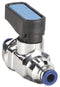 Alpha Fittings Mini Ball Valve, Nickel-Plated Brass, Inline, 1-Piece, Pipe Size 3/8 in, Tube Size 3/8 in - 86320-06-06