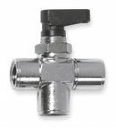 Alpha Fittings Mini Ball Valve, Nickel-Plated Brass, 3-Way, 1-Piece, Pipe Size 1/4 in - 86710-04
