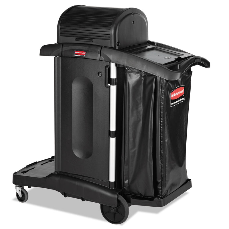 Rubbermaid Executive High Security Janitorial Cleaning Cart, 23.1W X 39.6D X 27.5H, Black - RCP1861427