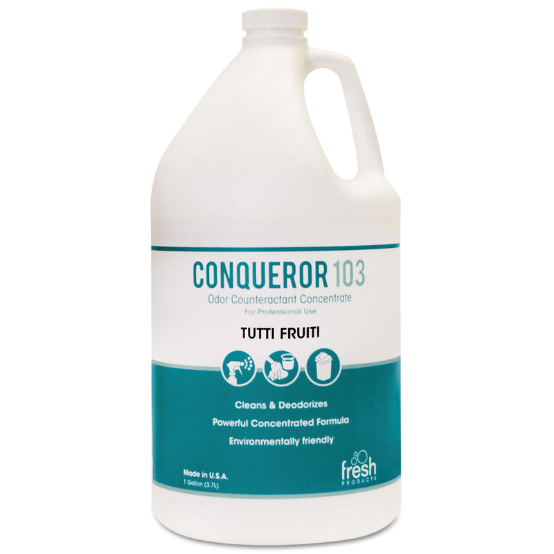 Fresh Products Conqueror 103 Odor Counteractant Concentrate, Tutti-Frutti, 1 Gal Bottle, 4/Carton - FRS1WBTU