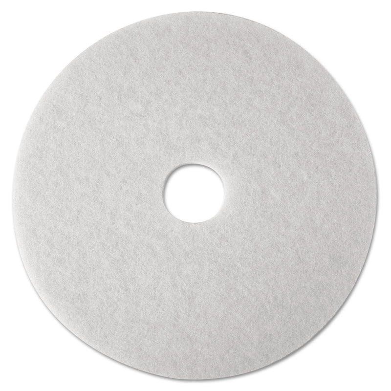 3M Low-Speed Super Polishing Floor Pads 4100, 14" Diameter, White, 5/Carton - MMM08478