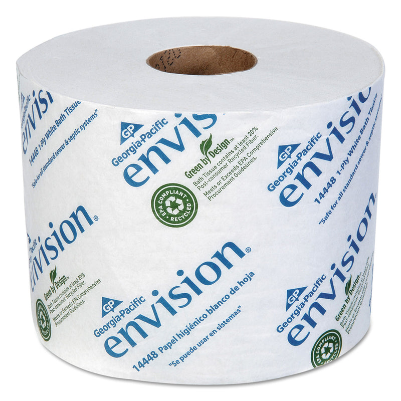 Georgia-Pacific Envision High-Capacity Standard Bath Tissue, Septic Safe, 1-Ply, White, 1500/Roll, 48/Carton - GPC1444801