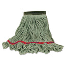 Rubbermaid Swinger Loop Wet Mop Heads, Cotton/Synthetic Blend, Green, Medium, 6/Carton - RCPC152GRE