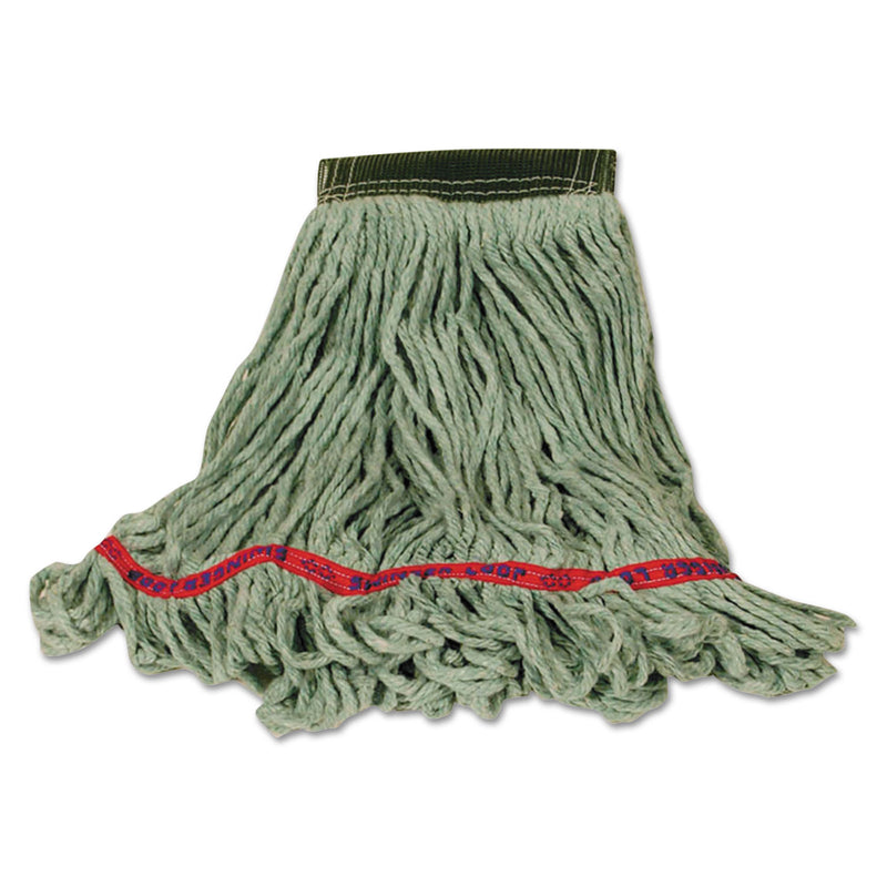 Rubbermaid Swinger Loop Wet Mop Heads, Cotton/Synthetic Blend, Green, Medium, 6/Carton - RCPC152GRE