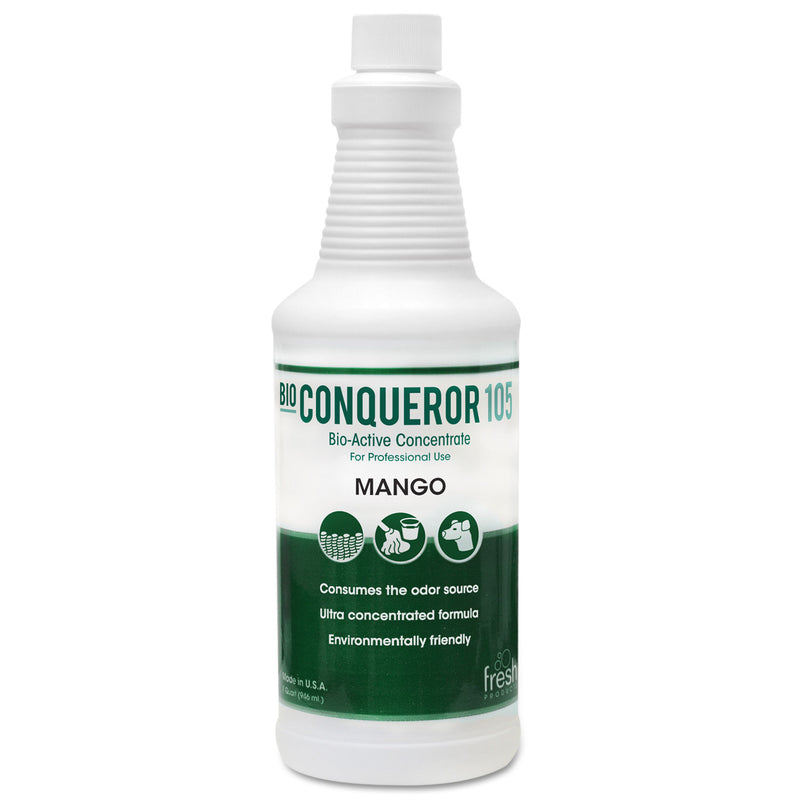 Fresh Products Bio Conqueror 105 Enzymatic Odor Counteractant Concentrate, Mango, 32 Oz, 12/Carton - FRS1232BWBMG