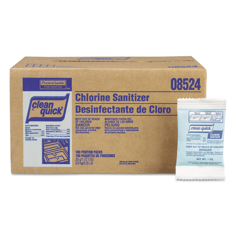 CleanQuick Powdered Chlorine-Based Sanitizer, 1Oz Packet, 100/Carton - PGC02584