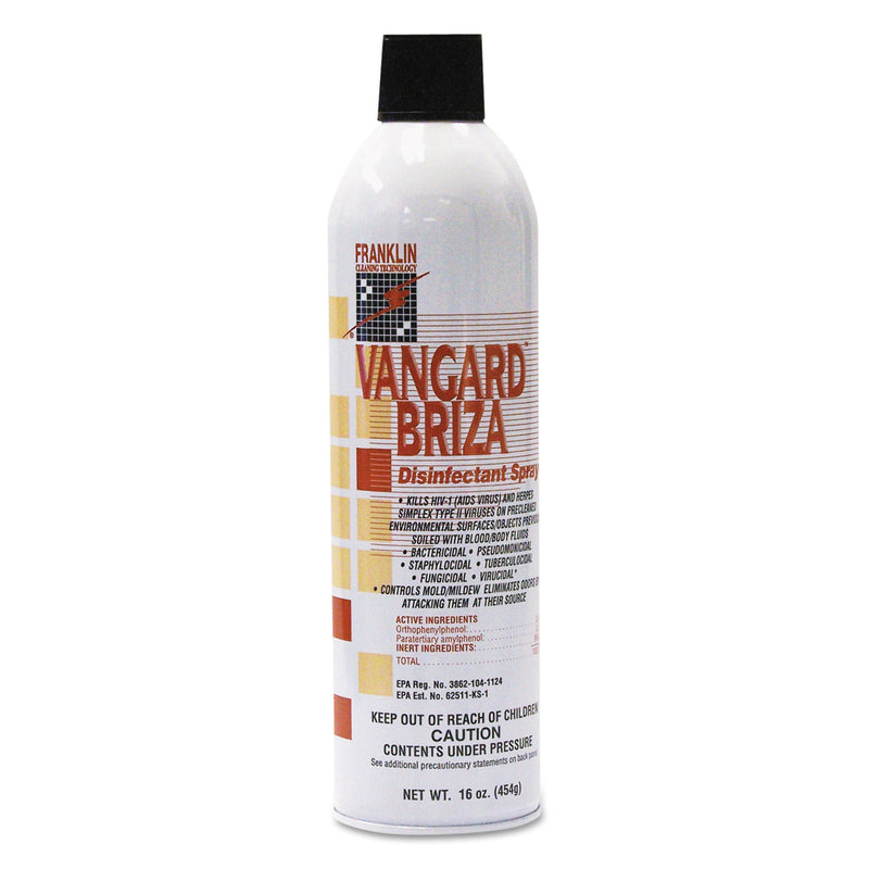 Franklin Vangard Briza Surface Disinfectant/Space Spray, Linen Fresh, 16Oz Aerosol, 12/Ct - FKLF811015