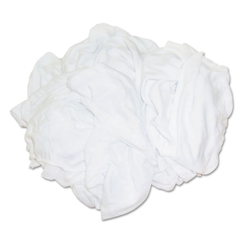 Hospeco New Bleached White T-Shirt Rags, Multi-Fabric, 25 Lb Polybag - HOS45525BP