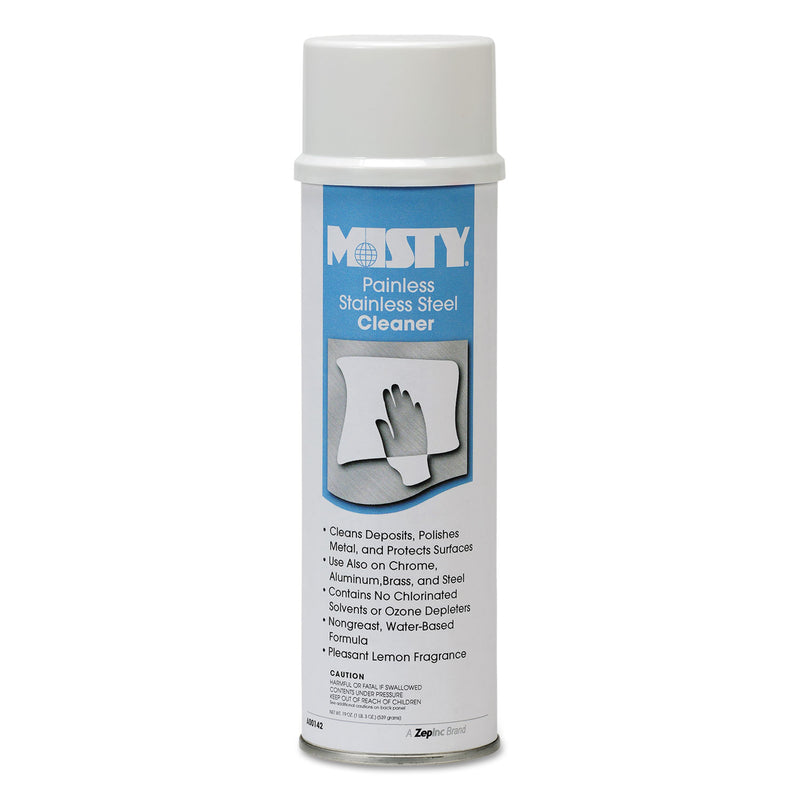 Misty Water-Based Stainless Steel Cleaner, Lemon Scent, 18Oz Aerosol, 12/Carton - AMR1001557