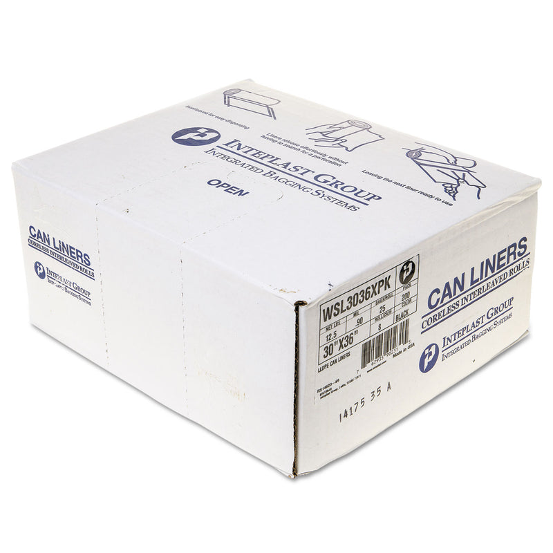 Inteplast Low-Density Commercial Can Liners, 30 Gal, 0.9 Mil, 30" X 36", Black, 200/Carton - IBSSL3036XPK