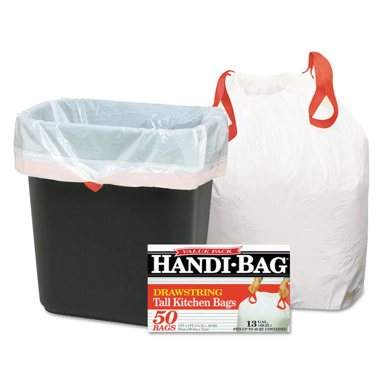 Handi-Bag Drawstring Kitchen Bags, 13 Gal, 0.6 Mil, 24