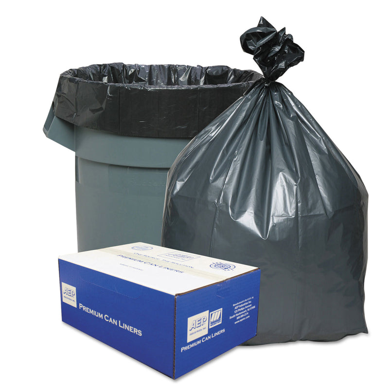 Platinum Plus Can Liners, 60 Gal, 1.55 Mil, 39" X 56", Gray, 50/Carton - WBIPLA6070