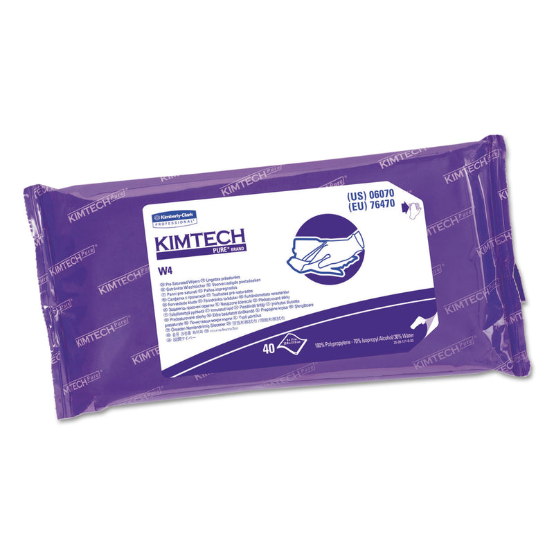 Kimtech W4 Presat Alcohol Wipers, 70% Ipa, 9 X 11, White, 40/Pack, 10/Carton - KCC06070